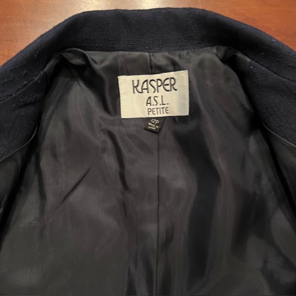 Women’s Navy blazer Suit Jacket Gold Button office work business casual 12P - Picture 11 of 11